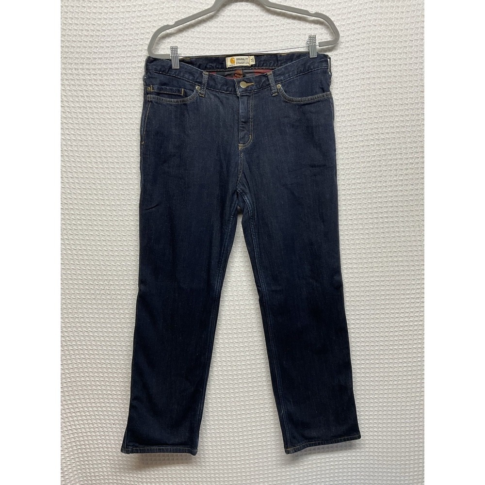 NEW Carhartt Jeans Womens 14 Short 36x29"Flannel Lined Original Fit Straight Leg